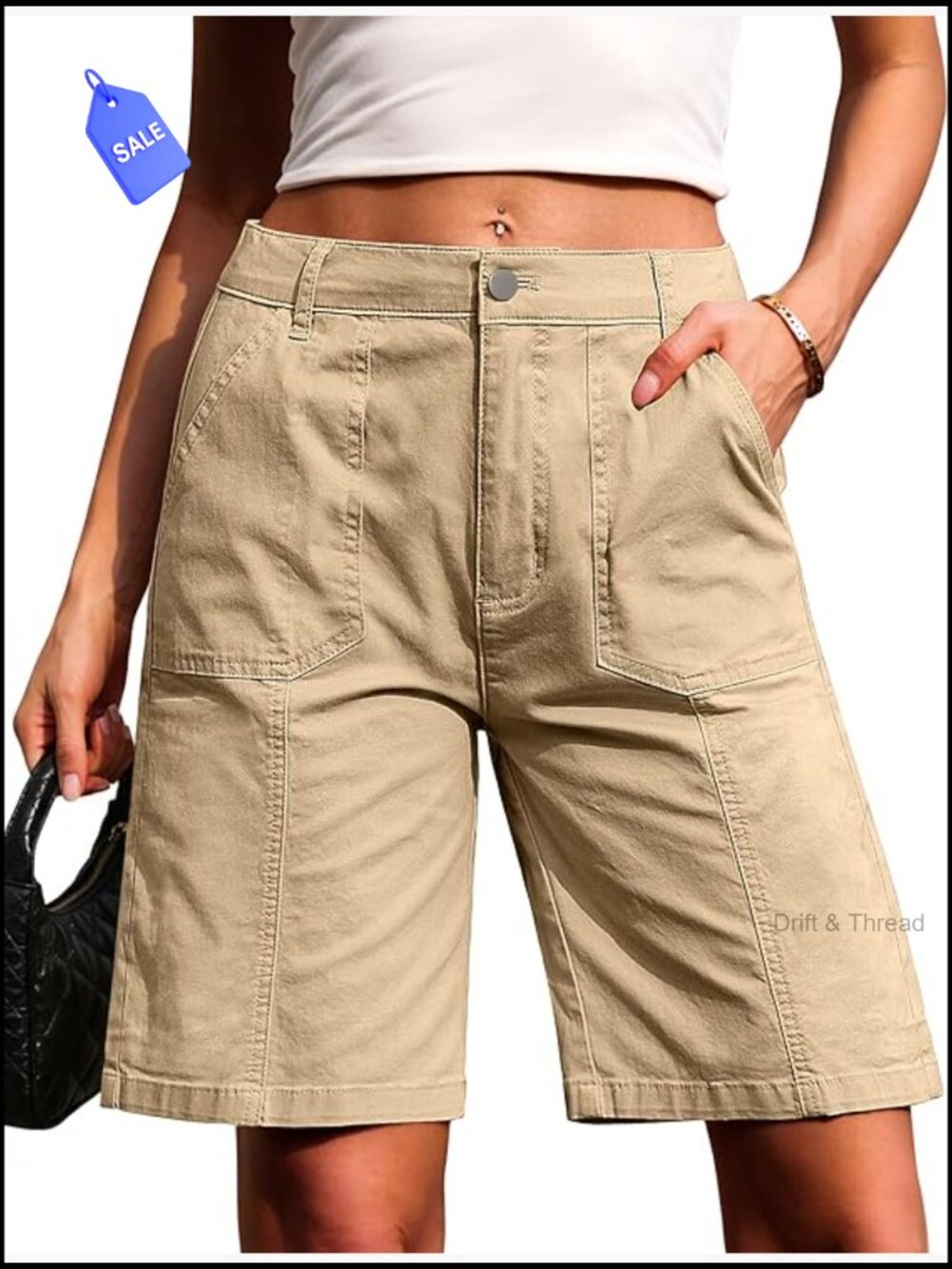 Knee Length Bermuda Denim Shorts Stretchy Cotton Casual Relaxed Fit